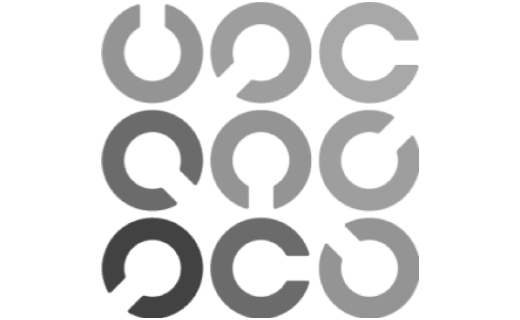 page-2 ISACA logo. The image shows a grid of nine circular designs, each with a missing segment, resembling stylized "C" shapes. They are arranged in a 3x3 pattern with varying shades of gray. The background is black.